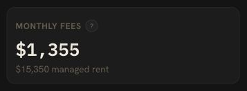 monthly fees 1 355 15 350 managed rent